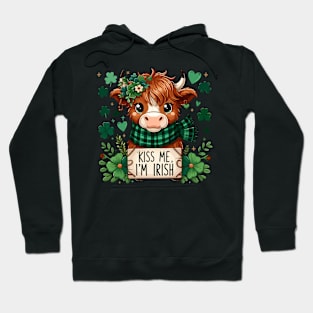 St. Patrick's Day Cute Irish Cow Art, Kiss Me I'm Irish Hoodie